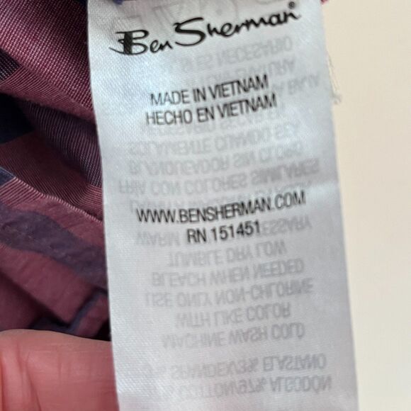 Ben Sherman Pink Blue Plaid Men's Casual Shirt Button Front Large - Picture 6 of 8